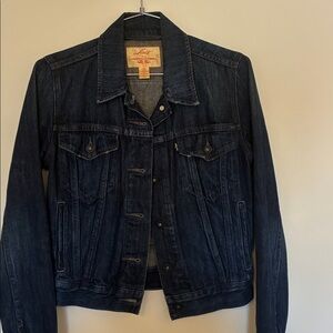 Levi's Dark Blue Wash Jean Trucker Jacket with Pockets